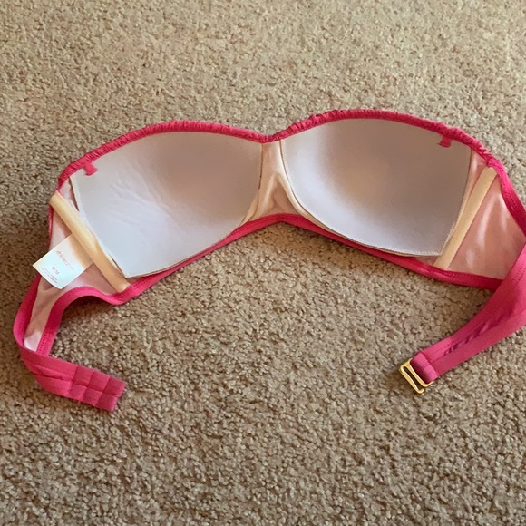 Pink Ruched Strapless Bikini Top - Picture 2 of 9